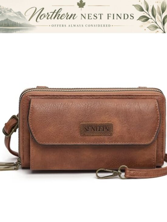 Handbags - Small Vegan Leather Crossbody Phone Purse with Card Slots